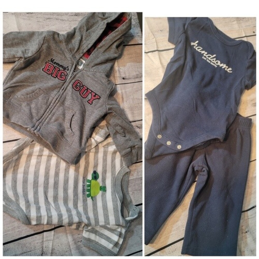 Carters Boy Jacket 6months Bodysuit 6-9/ 6-12month 4piece Bundle Set